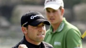 Sergio García celebra su victoria en el hoyo 18