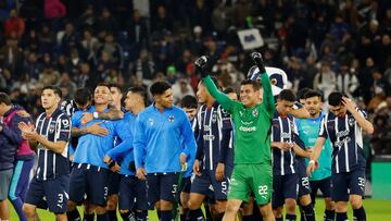 Soccer Football - Liga MX - Semi Finals - Second Leg - Monterrey v Atletico San Luis - Estadio BBVA, Monterrey, Mexico - December 7, 2024 Monterrey players celebrate after the match REUTERS/Daniel Becerril