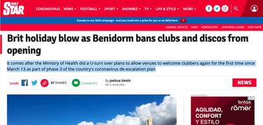 La prensa brit¨¢nica boicotea a Benidorm despu¨¦s de que haya fijado horarios para ir a la playa