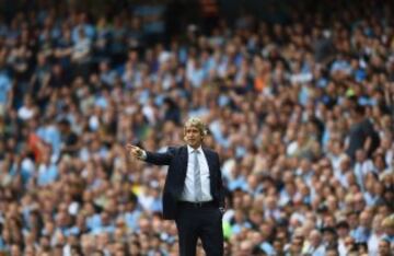 Manuel Pellegrini en su último partido en el Etihad Stadium como técnico del City.