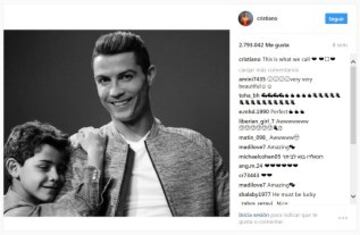 En su Instagram, Ronaldo comparte una mezcla de contenido personal y profesional. Acerca a sus fans a los momentos cotidianos detrás de las cámaras tanto en el campo como fuera de él, compartiendo tanto sus iniciativas empresariales como la relación con su hijo, a través de fotos, videos e Instagram Stories.  