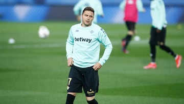 Joaquín, en un calentamiento.