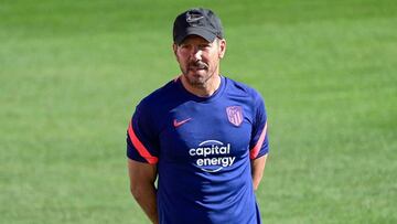Simeone, en una sesión del Atlético.