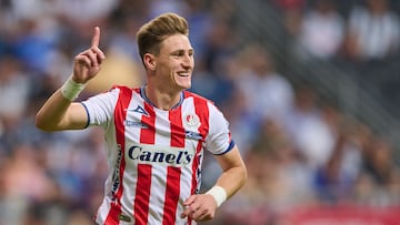 Facundo Waller celebrates his goal 1-1 of San Luis during the game Monterrey vs Atletico San Luis, corresponding to the requalification of the Torneo Clausura Grita Mexico C22 of the BBVA MX League, at BBVA Bancomer Stadium, on May 7, 2022.
<br><br>
Facundo Waller celebra su gol 1-1 de San Luis durante el partido Monterrey vs Atletico San Luis, correspondiente a la recalificacion del Torneo Clausura Grita Mexico C22 de la Liga BBVA MX, en el EstadioBBVA Bancomer, el 07 de Mayo de 2022.