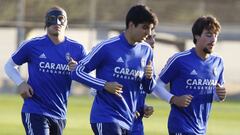 Pombo, Clemente y Delm&aacute;s, en la sesi&oacute;n de esta tarde en la Ciudad Deportiva.