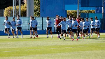 El Espanyol, durante un entrenamiento.