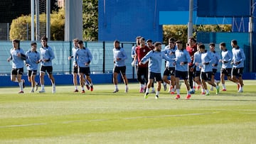 El Espanyol, durante un entrenamiento.