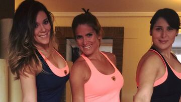 La jugadora de pádel Belén Montes compartió pista con las cantantes Rosa López y Lorena Gómez para echar una partida de pádel.