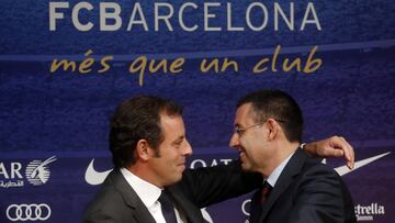 Sandro Rosell, con Josep Maria Bartomeu.