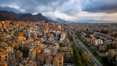 Vista aérea de Bogotá al atardecer