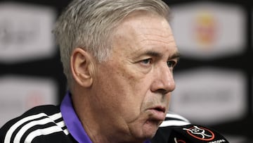 Soccer Football - Spanish Super Cup - Final - Real Madrid Press Conference - King Fahd Stadium, Riyadh, Saudi Arabia - January 14, 2023 Real Madrid coach Carlo Ancelotti during the press conference REUTERS/Ahmed Yosri