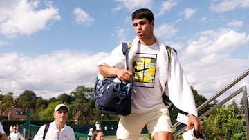 Alcaraz, después de un entrenamiento en Wimbledon.