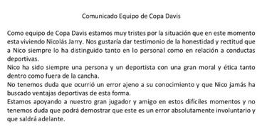 Nicolás Jarry recibe respaldo total tras presunto dopaje