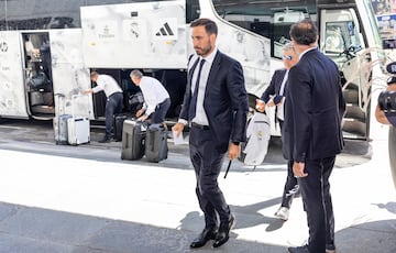 Davide Ancelotti a su llegada al Radisson Collection Hotel de Varsovia para disputar la Supercopa de Europa 2024.