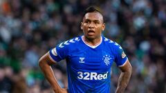 Alfredo Morelos durante un partido con Rangers.