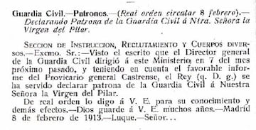 La historia que vincula a la Virgen del Pilar con la Guardia Civil.