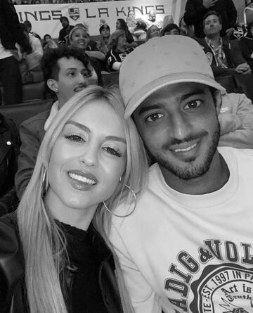 Carlos Vela y Saioa Ca&ntilde;ibano en el Staples Center, 2019. 