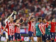 Fernando Gonzalez, Ricardo Marin of Guadalajara during the 6th round match between Guadalajara and America as part of the Liga BBVA MX, Torneo Clausura 2026 at Akron Stadium, on February 14, 2026 in Guadalajara, Jalisco, Mexico.