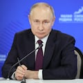 Russian President Vladimir Putin attends the all-Russian municipal forum in the town of Odintsovo in Moscow region