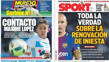 Portada de los diarios Sport y Mundo Deportivo del d&iacute;a 7 de septiembre de 2017.