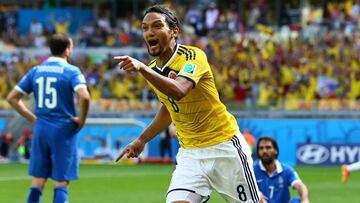 Abel Aguilar celebrando una anotaci&oacute;n en el Mundial de Brasil 2014