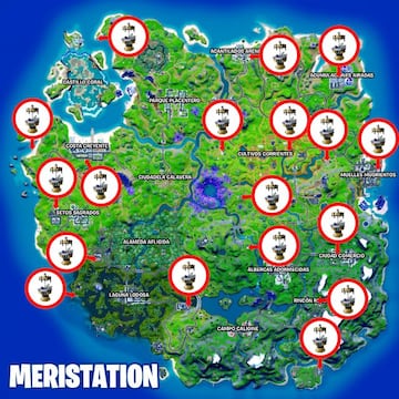 Todas las ubicaciones de los bancos de mejoras de la Temporada 8 de Fortnite Cap&iacute;tulo 2