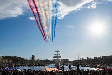 When does the Olympic flame arrive in France? What city and how is it taken from Athens?