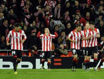 Athletic de Bilbao-Barcelona. 1-0. Muniain celebra el primer tanto.