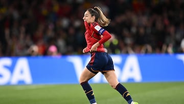 Sydney (Australia), 20/08/2023.- Olga Carmona of Spain celebrates a goal during the FIFA Women's World Cup 2023 Final soccer match between Spain and England at Stadium Australia in Sydney, Australia, 20 August 2023. (Mundial de F¨²tbol, Espa?a) EFE/EPA/DAN HIMBRECHTS AUSTRALIA AND NEW ZEALAND OUT