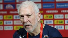 SHANGHAI, CHINA - SEPTEMBER 01:  Head Coach Gregg Popovich speaks to media after before a training session at the Oriental Sports Center ahead of the FIBA Men&#039;s World Cup on September 1, 2019 in Shanghai, China.  (Photo by Lintao Zhang/Getty Images)