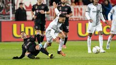 Sep 30, 2022; Toronto, Ontario, CAN; Toronto FC forward Jesus Jimenez (9) battles for the ball with Inter Miami midfielder Jean Mota (7) during the first half at BMO Field. Mandatory Credit: Nick Turchiaro-USA TODAY Sports