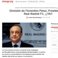 Piden la dimisión de Florentino a través del portal change.org