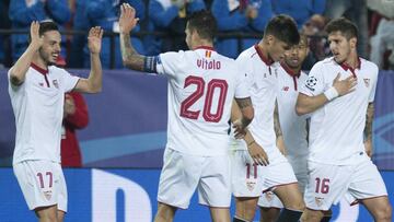 Los jugadores del Sevilla en Champions.