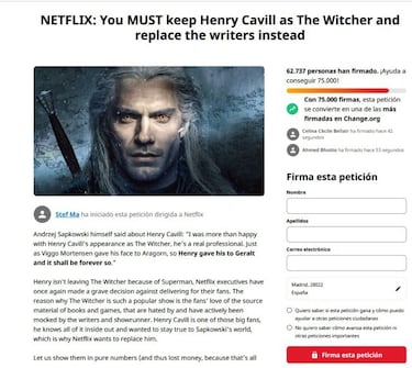 Los fans piden que Henry Cavill regrese a The Witcher y ya han recopilado más de 60.000 firmas