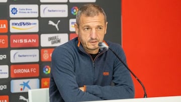 Quique C&aacute;rcel, director deportivo del Girona CF, comparece en rueda de prensa.