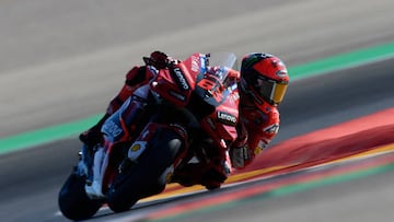 Francesco Bagnaia (63) of Italy and Ducati Lenovo Team during the free practice of Gran Premio Animoca Brands de Aragon at Motorland Aragon Circuit on September 16, 2022 in Alcaniz, Spain. (Photo by Jose Breton/Pics Action/NurPhoto via Getty Images)