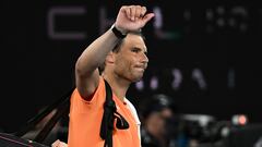 (FILES) Spain's Rafael Nadal leaves after defeat against Mackenzie McDonald of the US in the men's singles on day three of the Australian Open tennis tournament in Melbourne on January 18, 2023. Spaniard Rafael Nadal, absent from the courts for almost a year with a hip injury, announced on December1, 2023 that he would return to competition in Brisbane next month ahead of the Australian Open. (Photo by MANAN VATSYAYANA / AFP)