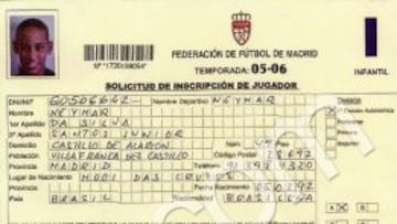 Neymar llegó a tener ficha con el Real Madrid en el año 2006