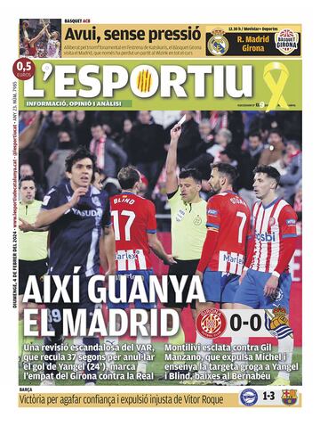 Portada de hoy del periódico girondense 'L'Esportiu'.