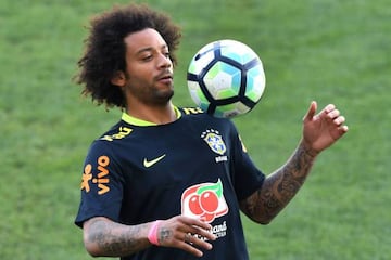 Marcelo in training with the Brazil squad this weekend.