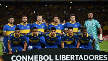 Players of Boca Juniors pose for a picture before the Copa Libertadores group stage second leg football match between Colombia's Deportivo Pereira and Argentina's Boca Juniors, at the Hern�n Ram�rez Villegas stadium, in Pereira, Colombia, on May 24, 2023. (Photo by Raul ARBOLEDA / AFP)