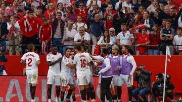 Celebración sevillista contra Osasuna.
