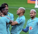Bromas en el entrenamiento de Brasil