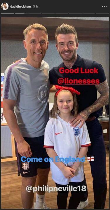 David Beckham y su hija apoyan a Inglaterra en Mundial Femenino