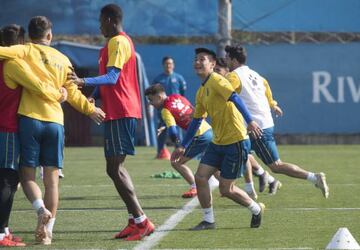 Espanyol's Wu Lei in training today