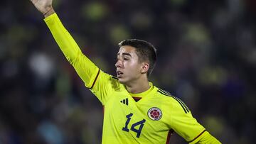 Isaac Zuleta durante un partido con la Selección Colombia en el Sudamericano Sub 20.