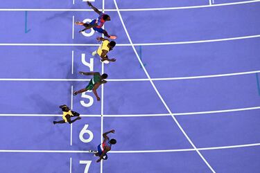 Las incre¨ªbles im¨¢genes en la meta de los 100m del triunfo de Noah Lyles