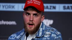 FILE PHOTO: Boxing - Katie Taylor & Amanda Serrano Press Conference - London, Britain - February 7, 2022  Jake Paul during the press conference  Action Images via Reuters/Andrew Couldridge/File Photo