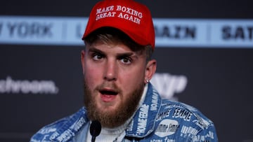 FILE PHOTO: Boxing - Katie Taylor & Amanda Serrano Press Conference - London, Britain - February 7, 2022  Jake Paul during the press conference  Action Images via Reuters/Andrew Couldridge/File Photo