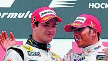 Lewis Hamilton con Piquet y Massa